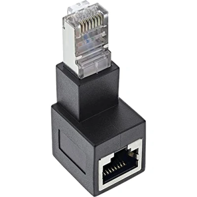 Abbildung von InLine® Patchkabel Adapter Cat.6A, RJ45 Stecker/Buchse, 90 nach unten gewinkelt