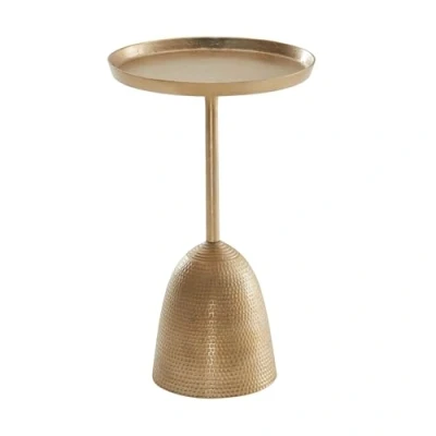 Abbildung von FINEBUY Beistelltisch FB82253 (33x33x53 cm Gold, Anstelltisch Aluminium Rund), Kleiner Sofatisch Metall, Wohnzimmertisch Hoch