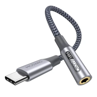 Abbildung von MOSWAG USB Typ C auf 3.5mm Kopfhörer Jack Adapter, Audio Aux Dongle Kabel für Samsung Galaxy S23 S22 S21 S20 Ultra S20+A54 /A34/ A53/ A33/Pixel 8/7a/ 7/6 Pro/iPhone 15/15 Pro Max /15 Plus