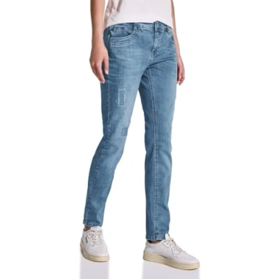 Abbildung von Street One IM Destroyedlook Jeans Slim Fit, Damen, Größe: 29x30, Blau