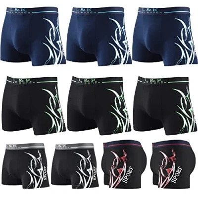Abbildung von L&amp;K 10er Pack Herren Boxershorts Men Retroshorts mit tollem Muster Sommer 2022 Baumwolle 1105 2XL