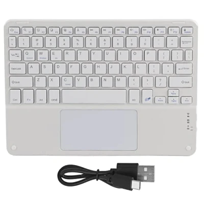 Abbildung von ciciglow Ultraflache Bluetooth Tastatur,Wiederaufladbare Multifunktionstastatur mit Empfindlichem Touchpad,Wasser und Staubdicht, Kompatibel Smartphones,Tablets,Laptops(Weiß)