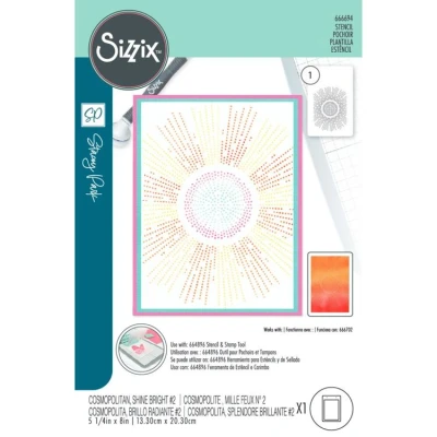 Abbildung von Sizzix Stacey Park Schablone, A6, Cosmopolitan, Shine Bright #2, mehrfarbig, Einheitsgröße
