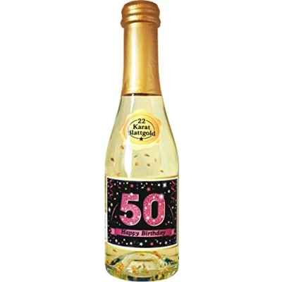 Abbildung von AV Andrea Verlag Pfeif auf&#039;s Alter 50 im Geschenke Set für Frauen zum Geburtstag mit Piccolo 22 Karat Blattgold Gold pink lila schwarz (Piccolo HB 56019)
