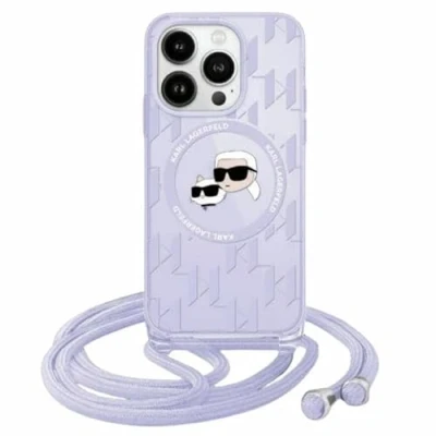 Abbildung von CG Mobile Karl Lagerfeld KLHMP15XHCKCKLCU Hülle für iPhone 15 Pro Max 6.7&quot; Lila hardcase IML Crossbody Monogram &amp; Choupette Head