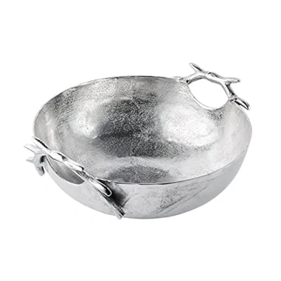 Abbildung von Schale Geweih Dekoteller Deko Aluminium Silber Moderne Dekoschale aus Metall Tischdeko Hochzeit, Weihnachten, Weihnachtsdeko Dekoration für Wohnzimmer, Esszimmer oder Küche XL 47 cm