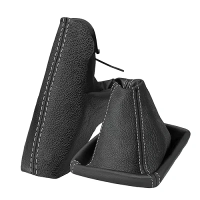 Abbildung von Schaltsack Handbremsmanschette Set kompatibel mit Opel Astra H Bj. 2004 2010 Echtleder Naht grau