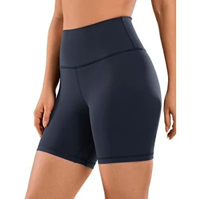 Abbildung von CRZ Yoga Naked Feeling Damen Kurze Leggings High Waist Blickdicht Fithess Shorts Radlerhose Sporthose 15cm Marine 36