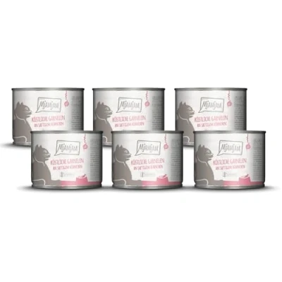 Abbildung von MjAMjAM Premium Nassfutter für Katzen köstliche Garnelen an saftigem Hühnchen, 6er Pack (6 x 200 g), getreidefrei mit extra viel Fleisch
