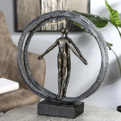 Abbildung von Casablanca by Gilde Dekofigur &quot;Skulptur Paar im Ring, bronzefarben/schwarz&quot;, bronzefarben/grau/schwarz, Polyresin