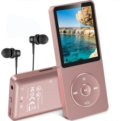 Abbildung von AGPTEK MP3 Player, 8GB/16GB Player 70 Stunden Wiedergabezeit (8GB, Rosagold)