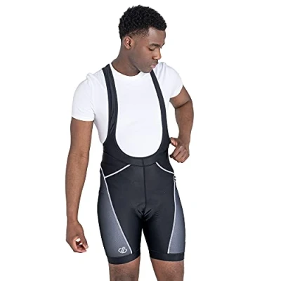 Abbildung von Dare 2b Herren Ecliptic Lightweight Quick Drying Stretch Reflective Detail Moisture and Bacteria Control Bibbed Short Radhose, Schwarz, XXS