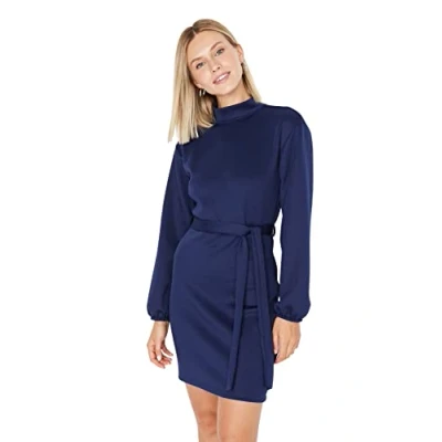 Abbildung von Trendyol Damen Woman Midi Standard U Boot Gestrickt Kleid, Indigo, S