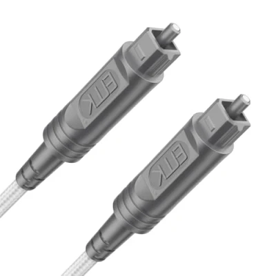 Abbildung von EMK Optisches Kabel Audiokabel Digital Toslink Spdif Kompatibel mit TV, Soundbar, Heimkino und Mehr (Geflochtene Baumwolle Weiß, 1M)