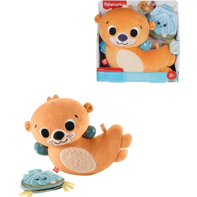 Abbildung von Fisher Price Sensorik Plüschspielzeug für Babys, Wippender 2 in 1 Otter zum Spielen der Bauchlage mit Spielbuch Neugeborene, HXG96