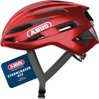 Abbildung von ABUS Rennradhelm StormChaser ACE leichter Fahrradhelm für Radrennen, Gravelbike Touren und Cyclocross Damen Herren Größe S, Rot