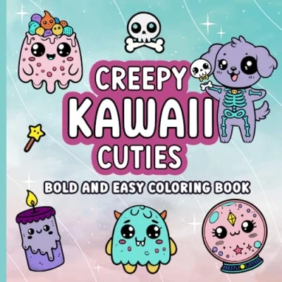 Abbildung von Creepy Kawaii Cuties Bold And Easy Coloring Book: Cute Spooky Adorable Animals Creatures Simple Pages for Adults Teens ... Stress Relief (Creepy Easy)