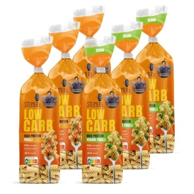Abbildung von STEINER&#039;s Low Carb High Protein Nudeln Fusilli Mix mit (3x250g), vegane (3x250g) Ballaststoffreich Kohlenhydratreduzierte Diät Keto Lebensmittel