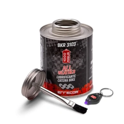 Abbildung von Errecom 1000 Miglia BKR 3103 Fahrradkette Schmiermittel All Weather 400 ml, für Alle Jahreszeiten und Wetterbedingungen, In One mit Pinsel enthalten