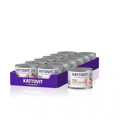 Abbildung von KATTOVIT Niere/Renal Nassfutter für Katzen Glutenfreies Diätfutter zur Unterstützung der Nierenfunktion ausgewachsene Katzen. Alleinfuttermittel in Dose 12 x 185 g Pute