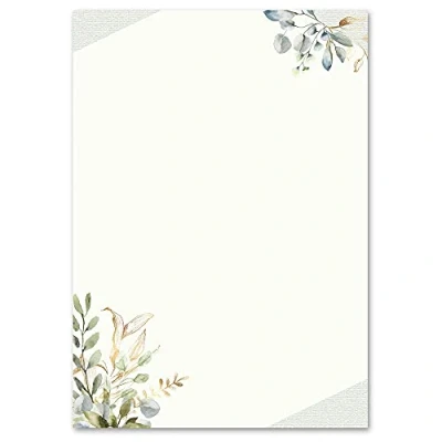 Abbildung von 50 Blatt Briefpapier GRÜNE ZWEIGE DIN A5 Format Blumen &amp; Blüten