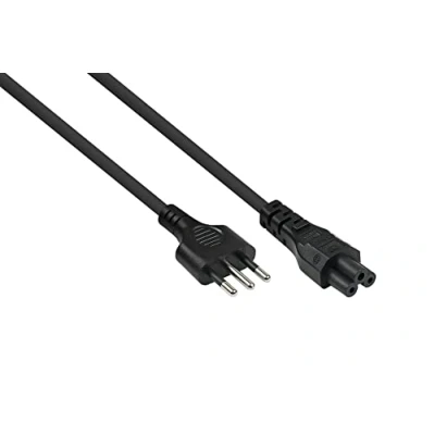 Abbildung von Netzkabel Italien Netz Stecker Typ I (CEI 23 16) an Kleeblatt Buchse C5, schwarz, 0,75mm², 1,8m
