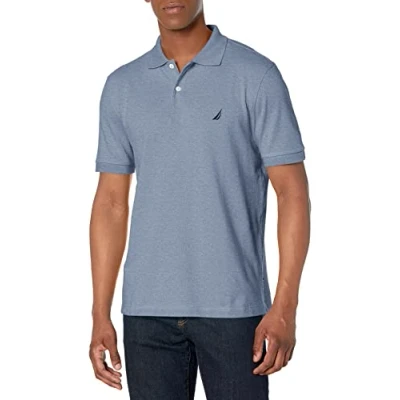 Abbildung von Nautica Herren Poloshirt mit kurzen Ärmeln, Klassische Passform Polohemd, Deep Anchor meliert, XL