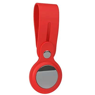 Abbildung von EAZY Case Anhänger für AirTag Schlüsselanhänger Hülle Silikon Rot AirTags Schutzhülle Air Tracker Kratzfest Loop Silikonhülle Tag Katze, Hund, Kind