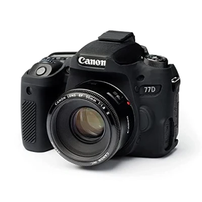 Abbildung von easyCover Silikon Kameratasche Schutz für Ihre Kamera Canon 77D Schwarz