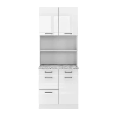 Abbildung von Vicco Küchenzeile R Line, Weiß Hochglanz, 80 cm, AP Marmor
