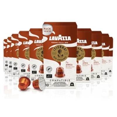 Abbildung von Lavazza Tierra for Africa Bio Organic, Espresso mit Noten von Karamell und Schokolade, 10x10 Kapseln, Nespresso kompatibel