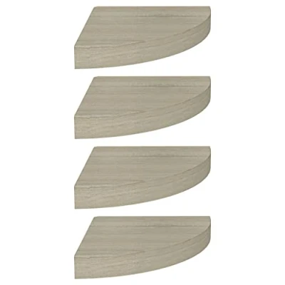 Abbildung von vidaXL 4X Eckregal Schweberegal Wandregal Bücherregal CD DVD Regal Wandboard Hängeregal Wand Dekoregal Freischwebend Eichefarben 25x25x3,8cm MDF