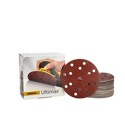 Abbildung von Mirka Ultimax Ligno Ø 150mm Schleifscheiben Klett Multifit / Korn 150 100 Stück Multi Lochung zum Schleifen von Holzoberflächen