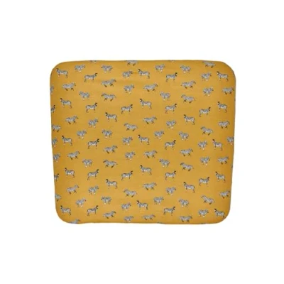 Abbildung von Meyco Baby Zebra Animal Wickelauflagenbezug (weich und hautfreundlich, aus 100% Baumwolle, waschbar, einfache Pflege, trocknergeeignet, Größe: 85 x 75 cm), Honig Gold