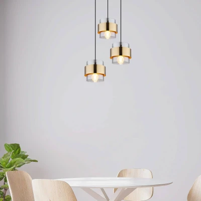 Abbildung von GLOBO LIGHTING Hängeleuchte Hängelampe Wohnzimmer Glas Metall schwarz 3 flammig, Glas, Rauchglas, ohne Leuchtmittel, Lichtfarbe ist abhängig vom Pendellampe
