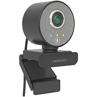 Abbildung von Somikon Laptop Kamera: Autotracking USB Webcam mit Full HD, Super WDR, 120, Stereo Mikrofon (PC Cam, Kamera für PC, Überwachungskameras)