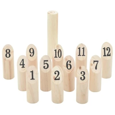 Abbildung von vidaXL Kubb Spielset 13 TLG., Wurfspiel mit Tragetasche, Holzspiel für Familienfeiern, Wikingerspiel Gartenspiel, Massivholz Kiefer