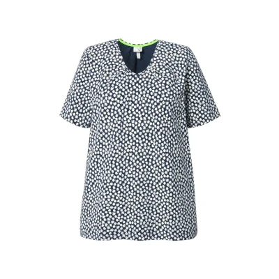 Abbildung von Ulla Popken Calico Floral Short Sleeve Tshirt print, Damen, Größe: 42/44, Marine