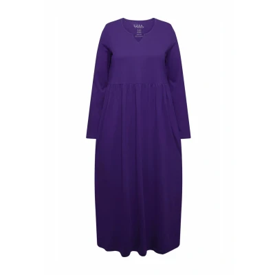 Abbildung von Ulla Popken Alinie MIT Ausschnitt Langarm Jerseykleid, Damen, Größe: 54/56, Purple