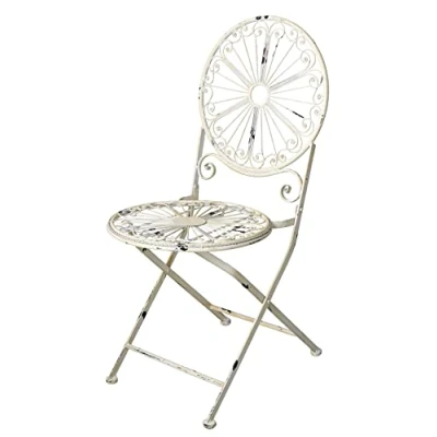 Abbildung von Eisenstuhl Shabby Chic Garten Klappstuhl Stuhl Weiss Eisen Gartenstuhl klappbar aja008 Palazzo Exklusiv