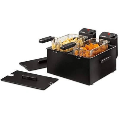 Abbildung von PRINCESS Kaltzonenfritteuse, 3600 W, XXL 2x 3Ltr. Doppel Fritteuse Pommes &amp; Schnitzel mit Fett frittieren