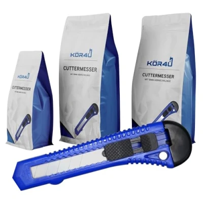 Abbildung von 10x kör4u Cuttermesser, 18mm Abbrechklingen, Teppichmesser, Kartonmesser, Mehrzweck Messer, Allzweckmesser, Messer für Schneidearbeiten