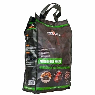 Abbildung von Grillfürst Männerglut Kokos Grillbriketts 10 kg Briketts aus Kokosnussschalen für eine extra Lange Grilldauer, 100% Kokosschalen