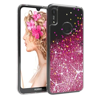 Abbildung von EAZY CASE Hülle kompatibel mit Huawei Y6s (2019) / Honor 8A Schutzhülle Flüssig Glitzer, Handyhülle, Schutzhülle, Back Cover Glitter Flüssigkeit, Silikon, Transparent/Durchsichtig, Pink