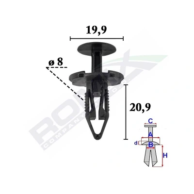 Abbildung von ROMIX C70614 Clip, Zier /Schutzleiste FORD: FIESTA 6, JEEP: Renegade SUV, FIAT: 500X
