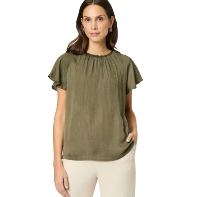 Abbildung von zero MIT Kurzen RÜSCHENÄRMELN Tshirt basic, Damen, Größe: 34, Deep depths