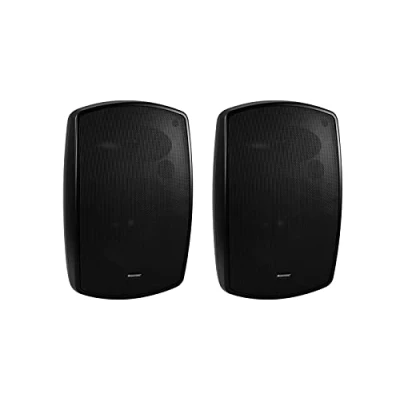 Abbildung von OMNITRONIC OD 8 Wandlautsprecher 8Ohm schwarz 2x 2 wetterfeste Lautsprecher mit Halterung, 8&quot; Tieftönern, 1&quot; Horn und 50 W RMS