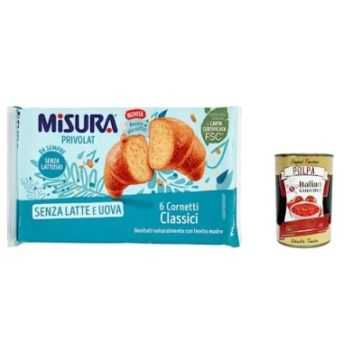 Abbildung von 12x Misura Cornetti Classici Privolat Klassische Croissants, ohne Milch und Eier, 240g + Italian Gourmet polpa 400g