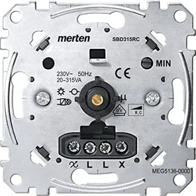 Abbildung von Schneider Electric Merten MEG5136 0000 Dimmschalter, Unterputz Drehdimmer Einsatz für kapazitive Last elektronische Trafos und Glühlampen, 20 315 W 230 V, Phasenanschnitt