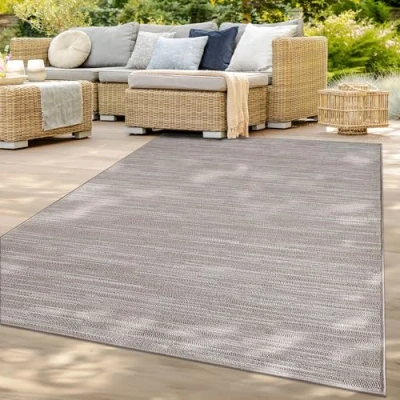 Abbildung von TT Home Teppich &quot;Montpellier 653&quot;, rechteckig, 4 mm Höhe, Balkon Garten Wohnzimmer Boho Design Skandinavisch Melierte Optik Uni